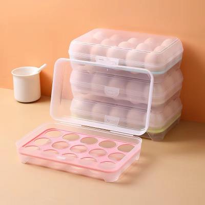 China Freshness Preservation Hot Kitchen 15-compartment Refrigerator Egg Container Crisper Container Portable Plastic Picnic Egg Storage Box Kitchenware for sale