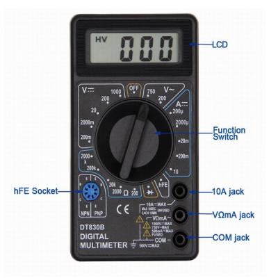 中国 838 Handheld Digital Multimeter 200m-500V Measuring Voltage Range 販売のため