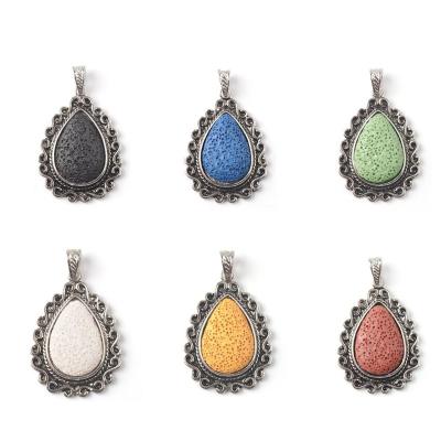 China BOHEMIA Tear Drop Pendant Volcanic Lava Pendant Charms Aromatherapy Essential Oil Diffuser Necklace Pendant for sale