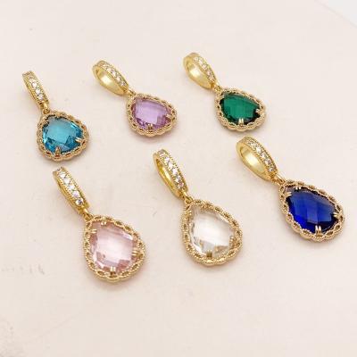 China CLASSIC 18k Gold Zircon Charm Teardrop Pendant For Necklace Making for sale