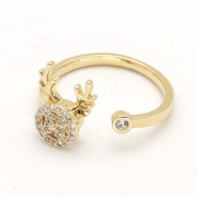 China CLASSIC 18k Gold Deer Rings Rotatable Worry Stress Worry Stress Relieving Restless Person Spinner Rings for sale