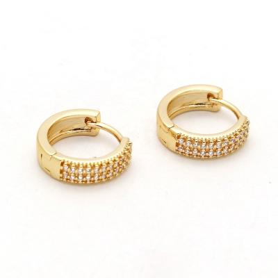 China CLASSIC 16mm huggie earrings for women fashion chunky zircon circle earrings for sale