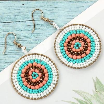 China BOHEMIA 35mm Bohemian Round Hook Dangle Seed Bead Miyuki Earrings for sale