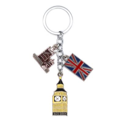 China Cheap Zinc Alloy Europe Charms Enamel UK Flag & Custom Big Ben UK Key Chain for sale