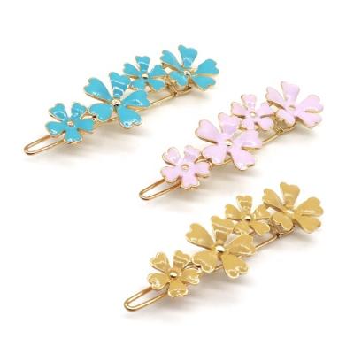 China Alloy Fashion Hair Clips For Girl Colorful Enamel Flower Hairpin for sale