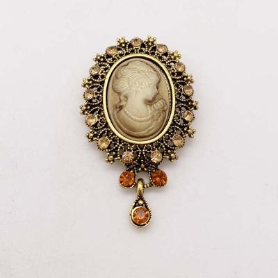 China ALLOY Cameo Scarf Brooch Gothic Lady's Vintage Victorian Cameo Brooch Pins for sale