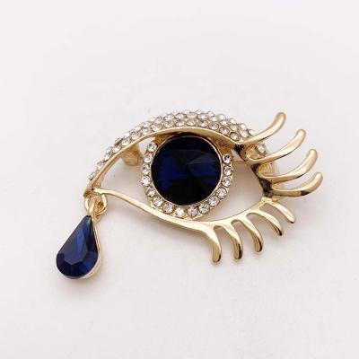 China ALLOY Safety Pin Brooch Rhinestone Crystal Turkish Turkish Eye Brooch Pins for sale