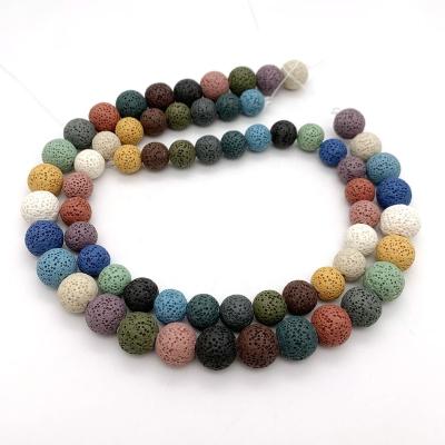 China Loose Bead Lava Rock Essential Oil Diffuser Stone 8mm Colorful Stone 6/8/10/12/14/16mm For Jewelry Making for sale