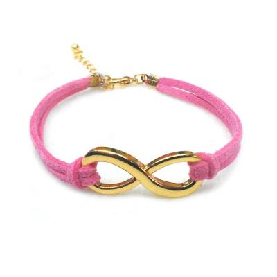 China Custom Infinity Charm Bracelet Pink Casual / Sporty Adjustable Velvet Chain for sale