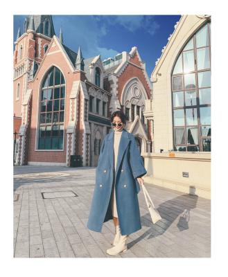 China 2021 New Style Sustainable French Coat Retro Fashion Wool Mid Length Mid Length Lapel Over - Knee Women's Coat for sale