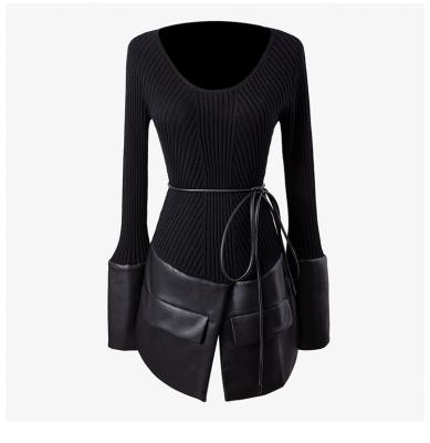 China 2020 Newly Fashionable High Quality Sweater Waist Dress Women QUICK DRY Leather Sweaters for sale