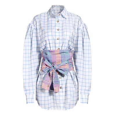 China 2020 New Color Thin Breathable Quilting Plaid Dresses Long Sleeve Shirt Women for sale