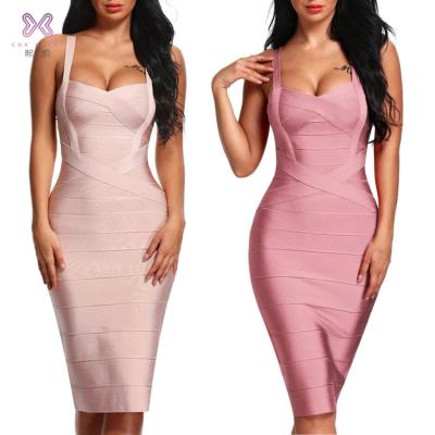 China 2019 Cross Plus Front Slit Evening Party Women Anti-Static Bodycon Bandage Dress for sale