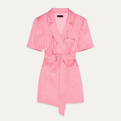 China factory sale wholesale Anti-wrinkle top shiny hot pink dress short sleeves dress women for sale