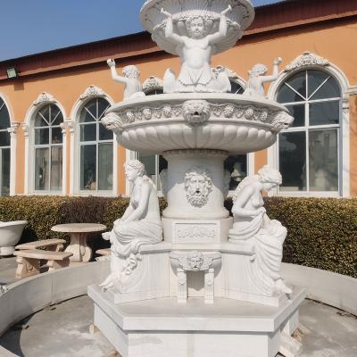 China Grand Large Modern White Marble Fountain With Cheap Natural Stone TilesChinese Panda White Marble Step Design Lady Marble Step Staircase for sale