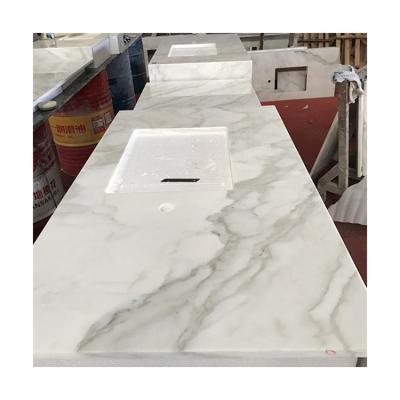 China Quality Modern Surface Polished Customized Calacatta Marble Vanity Top for sale