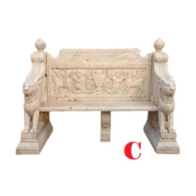 China Modern Top Quality Outdoor Decorative Stone Hand Carved White Marble Table And Benches for sale