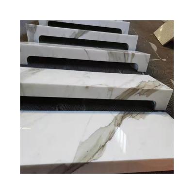 China Wholesale Price Modern Indoor Stone Step Tiles Calacatta Spiral White Marble Stairs for sale