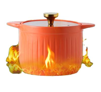 China Color Viable Glaze Household Open Flame Gas Casserole Nordic Binaural Ceramic Pot for sale