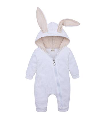 China Comfotable Factory Clearance Children's Spring And Autumn Pure Color Romper Infant Long Sleeve Hooded Romper for sale