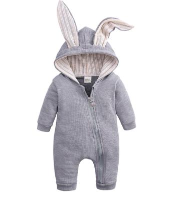 China Hot Selling Comfotable Amazone Baby And Kids Big Rabbit Ears Zipper Romper One Piece Hooded Romper for sale