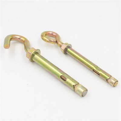 China Yellow Expansion Screw Carbon Steel Bolt Hook Anchor Sleeve Construction Zinc Cup Hook Sleeve Open Anchor With Eye Bolt for sale