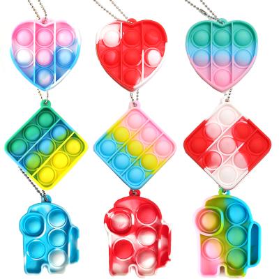 China Worry Toy Keyring Cute Mini School Work Travel Pops Toss Toy Push Bubble Simple Dimple Anti Relax Key Chain Trinket Autism Sensory Toy for sale