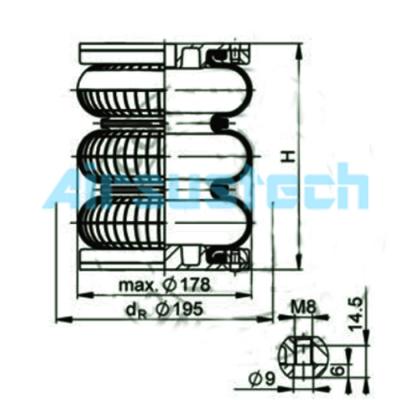 China FT 76-20 DI CR Convolution Contitech Air Spring PM/31063 Norgren Triple Design Type Air Shock for sale