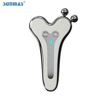 China Custom Electric Stainless Steel Body Skin Care Gua Sha Massage Tool EMS Facial Roller for sale