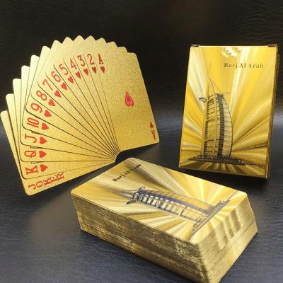 China 24k gold foil pvc plastic gambling paper gift/advertisement/materia plated photo dubai burj al arab naked nude playing card for sale