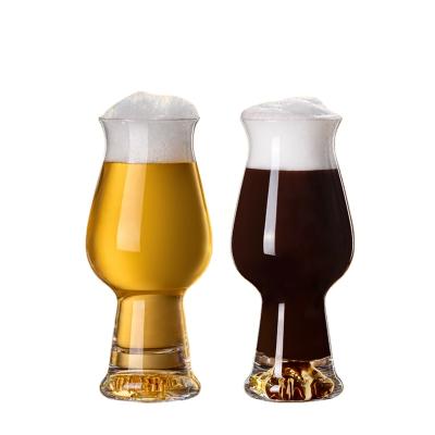 China New Classic/Postmodern Durable Curved Tall Belly Cup Beer Glass Mugs Gradient Curve Beer Glass for sale