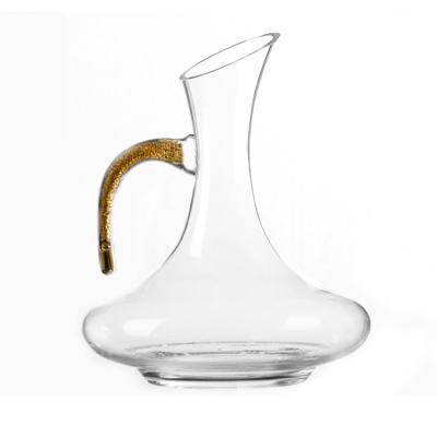 China No Supply New Design Luxury Round Gold 750ml Crystal Wine Decanter Glass for sale