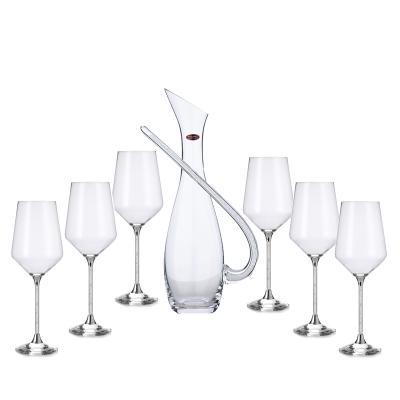 China No High End Elegant Round Silver Crystal Wine Glass Set Decanter Holder Box for sale