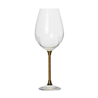 China New Hot Selling Classic/Postmodern Christmas Transparent Crystal Gold Round Diamond Stem Elegant Wine Glasses for sale