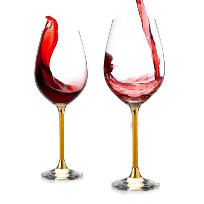 China New Classic/Postmodern Classic Round Golden Cup Rod Crystal Base China Goblet High Grade Red Wine Glass for sale