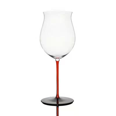 China New classic/postmodern high quality durable red stem style Crystal Bottle Crystal Cup Glass red wine bottle for sale