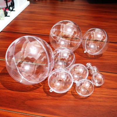 China Jewelry Hollow Decorative Clear Transparent Acrylic Plastic Open PS Christmas Balls With Aperture for sale