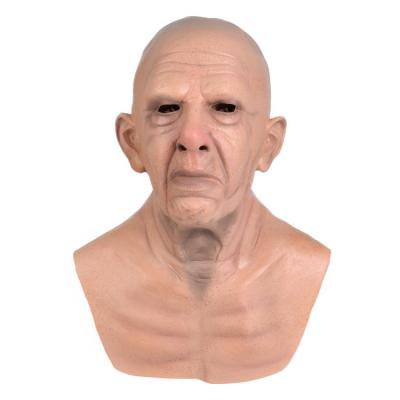 China Real Face Customized Man Naked Human Mask Bald Head Latex Horror Halloween Party Full Face Latex Old Man Mask à venda