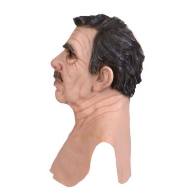 China Perfect for Halloween Realistic Full Face Full Head Latex Party Halloween Black Mustache Old Man Personal Mask à venda