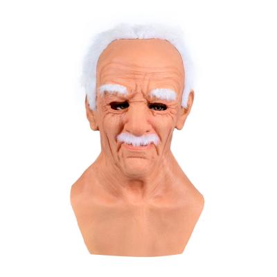 China Perfect for Halloween Party Horror Full Face Short Hair Realistic Head Bald Old Man Latex Black Mask Halloween Stain Masquerade Weird Realistic Mask à venda