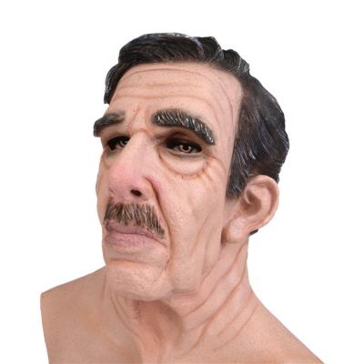 China Perfect for Halloween Personal Realistic Head Mustache Black Hair Latex Halloween Masquerade Full Face Bald Old Man Mask à venda