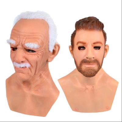 China Perfect for Personal Realistic Full Head Mask White Hair Latex Horror Halloween Party Old Man Grandpa Halloween Masquerade Special Real Face à venda