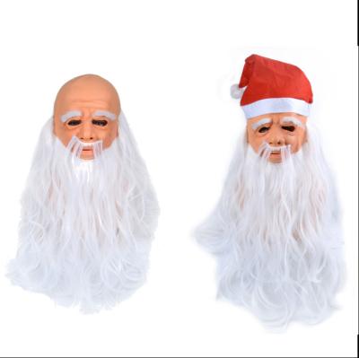 China Cheap Realistic Halloween Stain Christmas Full Face White Beard Santa Claus Latex Mask Party à venda