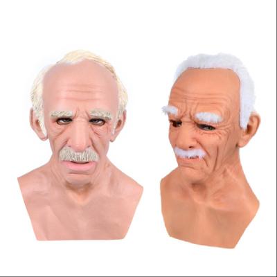 China Realistic Face White Full Head Halloween Party Costume Old Man Mask Weird Latex à venda