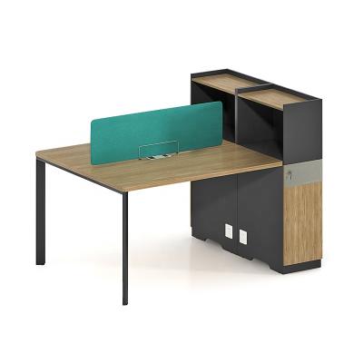 China Modern Modular Staff Office Workstation MALAN Office Modular Workstation 2 Seat Project Workstation with Cabinet 2 Person Staff Table for sale