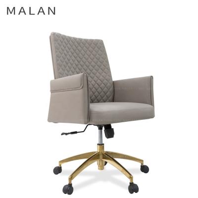 China (Size) Modern Luxury Adjustable Lift Metal Legs Leather Home Office Swivel Chair for sale