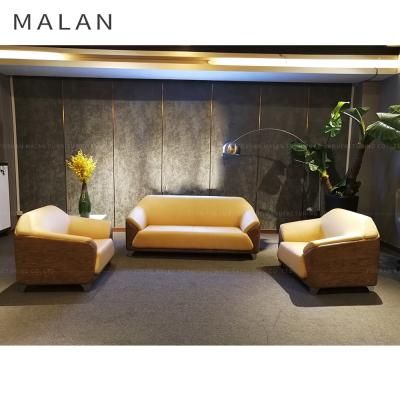 China MALAN SF127 Removable Modern Wood Frame Living Room Solid Sectional Sofa Buff Leather & Office Cutout for sale