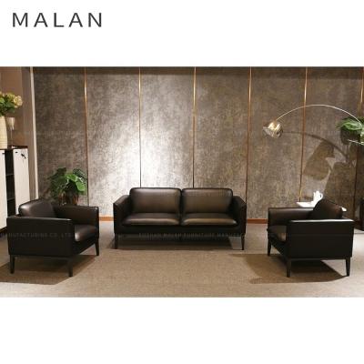 China Removable Modern Office Cutout BLACK Leather Sectional Sofa Cover MALAN S042 Supplier for sale