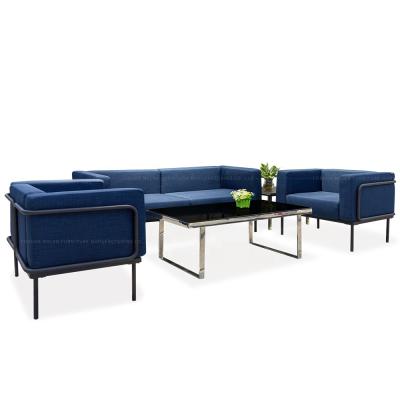 China 1966 Modular Modern Easy Use Blue Fabric Office And Living Room Sectional Sofas Installation for sale