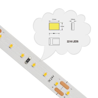 China Hotel 12V 24V 60leds 120leds high crip 90 smd 2216 8mm 2216 8mm led strip 2700K 6000K warm white flexible led strip light cold white for sale